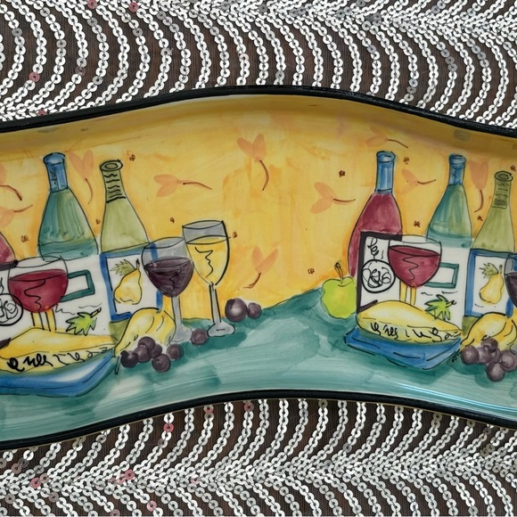 Vibrant Wine-Themed Serving Platter - Picture 1 of 5